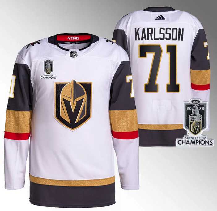 Mens Vegas Golden Knights #71 William Karlsson White 2023 Stanley Cup Champions Stitched Jersey->vegas golden knights->NHL Jersey